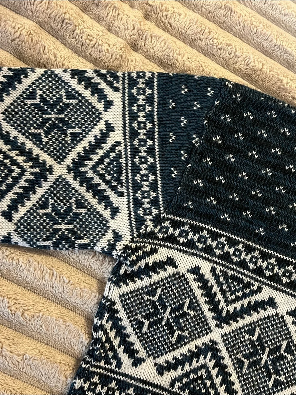 Men's Navy and White Nordic Crewneck Sweater